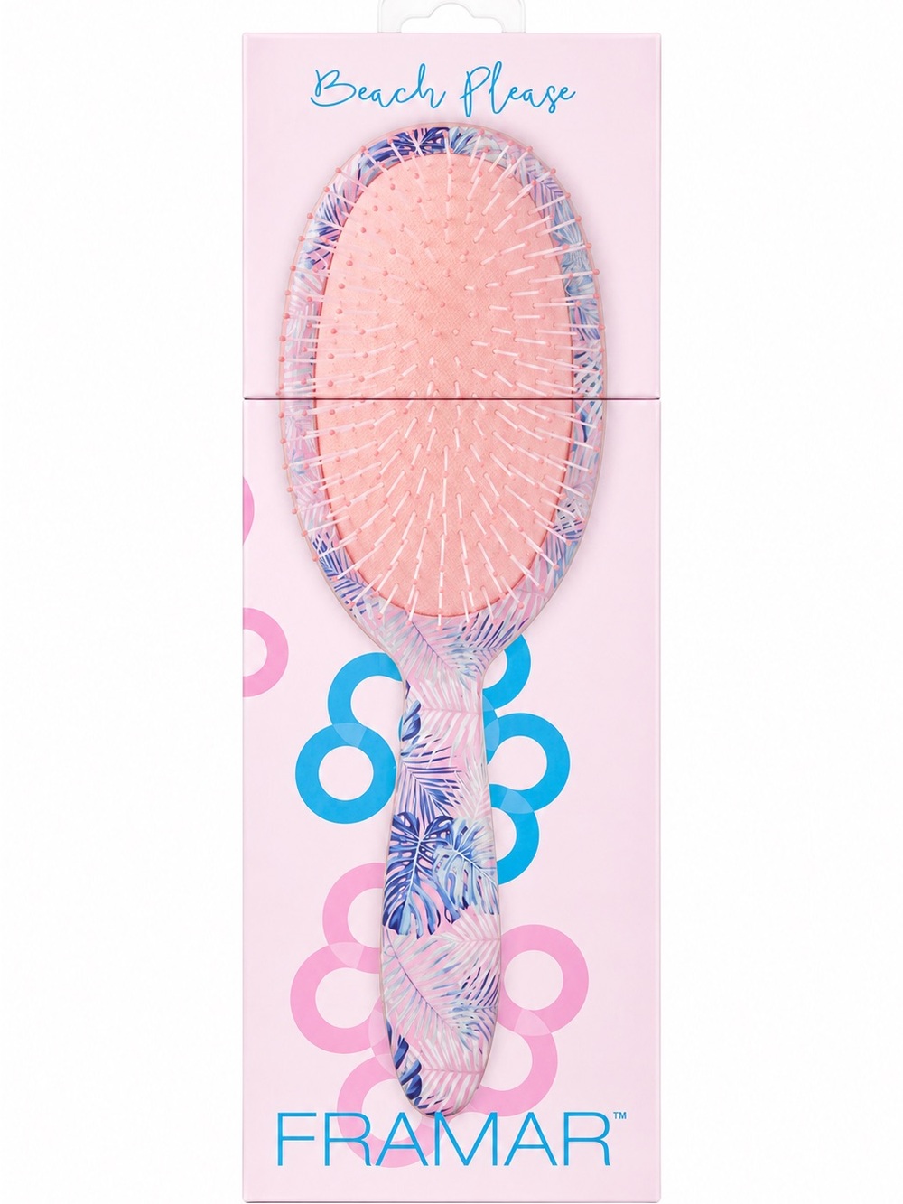 Framar Beach Please Detangling Hair Brush Wet Dry Tropical Leaves NIB New